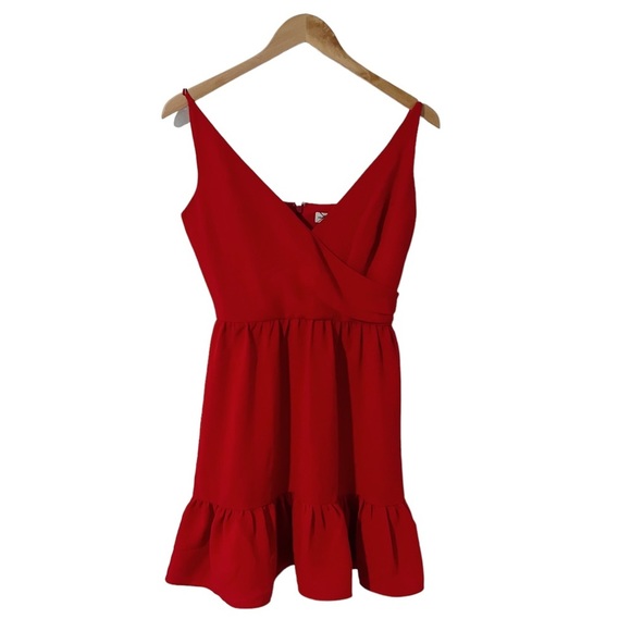 Dress the Population Ruffle Solange Dress in Rouge - Picture 4 of 13
